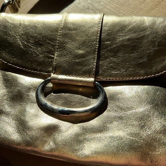 Jenny Vera Pelle Gold Metallic Leather Italian Bag - Picture 3 of 12